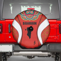 Bahrain Mandala Pattern Spare Tire Cover with National Map and Arabic Geometric Design
