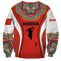 Bahrain Mandala Pattern Sweatshirt with National Map and Arabic Geometric Design