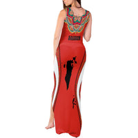 Bahrain Mandala Pattern Tank Maxi Dress with National Map and Arabic Geometric Design