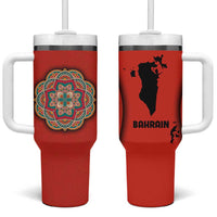 Bahrain Mandala Pattern Tumbler With Handle with National Map and Arabic Geometric Design