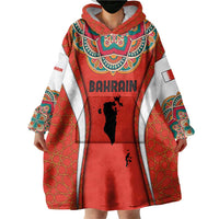 Bahrain Mandala Pattern Wearable Blanket Hoodie with National Map and Arabic Geometric Design
