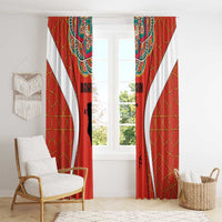 Bahrain Mandala Pattern Window Curtain with National Map and Arabic Geometric Design