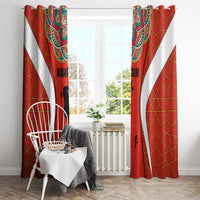 Bahrain Mandala Pattern Window Curtain with National Map and Arabic Geometric Design