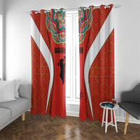 Bahrain Mandala Pattern Window Curtain with National Map and Arabic Geometric Design