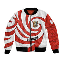 Bahrain Tribal Camel Bomber Jacket with Red Mosaic Swirl and Heritage Slogan