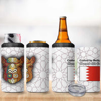 Bahrain Tribal Camel 4 in 1 Can Cooler Tumbler with Red Mosaic Swirl and Heritage Slogan
