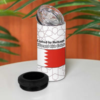 Bahrain Tribal Camel 4 in 1 Can Cooler Tumbler with Red Mosaic Swirl and Heritage Slogan