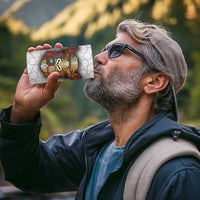 Bahrain Tribal Camel 4 in 1 Can Cooler Tumbler with Red Mosaic Swirl and Heritage Slogan