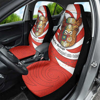 Bahrain Tribal Camel Car Seat Cover with Red Mosaic Swirl and Heritage Slogan