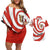 Bahrain Tribal Camel Couples Matching Off Shoulder Short Dress and Hawaiian Shirt with Red Mosaic Swirl and Heritage Slogan