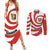 Bahrain Tribal Camel Couples Matching Summer Maxi Dress and Long Sleeve Button Shirt with Red Mosaic Swirl and Heritage Slogan