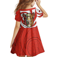 Bahrain Tribal Camel Family Matching Off Shoulder Short Dress and Hawaiian Shirt with Red Mosaic Swirl and Heritage Slogan