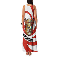Bahrain Tribal Camel Family Matching Tank Maxi Dress and Hawaiian Shirt with Red Mosaic Swirl and Heritage Slogan