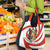 Bahrain Tribal Camel Grocery Bag with Red Mosaic Swirl and Heritage Slogan