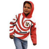 Bahrain Tribal Camel Kid Hoodie with Red Mosaic Swirl and Heritage Slogan
