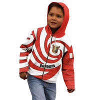 Bahrain Tribal Camel Kid Hoodie with Red Mosaic Swirl and Heritage Slogan