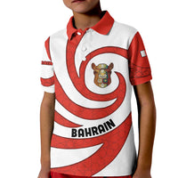 Bahrain Tribal Camel Kid Polo Shirt with Red Mosaic Swirl and Heritage Slogan