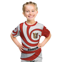 Bahrain Tribal Camel Kid T Shirt with Red Mosaic Swirl and Heritage Slogan