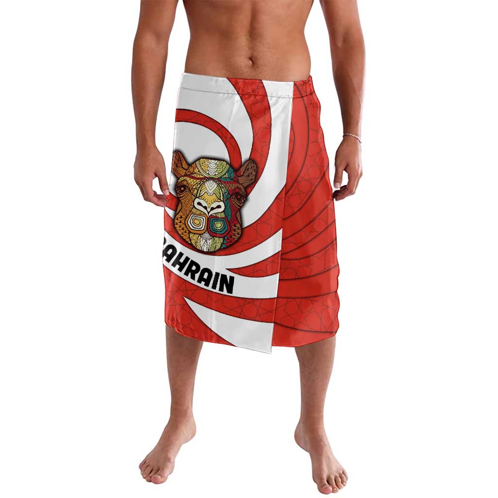 Bahrain Tribal Camel Lavalava with Red Mosaic Swirl and Heritage Slogan