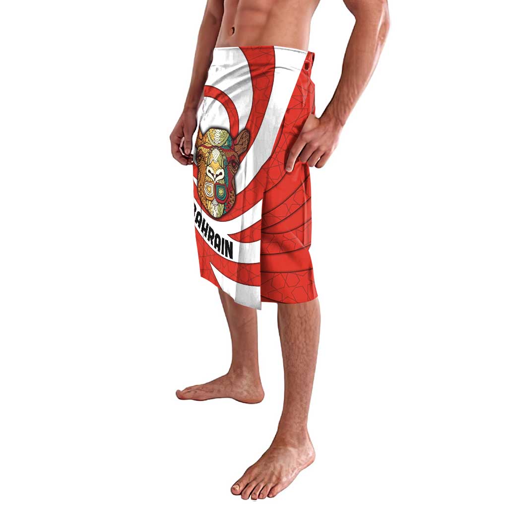 Bahrain Tribal Camel Lavalava with Red Mosaic Swirl and Heritage Slogan
