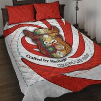 Bahrain Tribal Camel Quilt Bed Set with Red Mosaic Swirl and Heritage Slogan