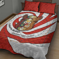 Bahrain Tribal Camel Quilt Bed Set with Red Mosaic Swirl and Heritage Slogan