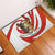 Bahrain Tribal Camel Rubber Doormat with Red Mosaic Swirl and Heritage Slogan