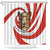 Bahrain Tribal Camel Shower Curtain with Red Mosaic Swirl and Heritage Slogan