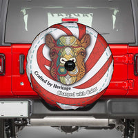 Bahrain Tribal Camel Spare Tire Cover with Red Mosaic Swirl and Heritage Slogan