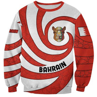 Bahrain Tribal Camel Sweatshirt with Red Mosaic Swirl and Heritage Slogan