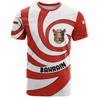 Bahrain Tribal Camel T Shirt with Red Mosaic Swirl and Heritage Slogan