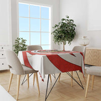 Bahrain Tribal Camel Tablecloth with Red Mosaic Swirl and Heritage Slogan