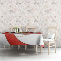 Bahrain Tribal Camel Tablecloth with Red Mosaic Swirl and Heritage Slogan