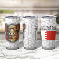 Bahrain Tribal Camel Tumbler Cup with Red Mosaic Swirl and Heritage Slogan