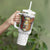 Bahrain Tribal Camel Tumbler With Handle with Red Mosaic Swirl and Heritage Slogan