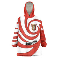 Bahrain Tribal Camel Wearable Blanket Hoodie with Red Mosaic Swirl and Heritage Slogan
