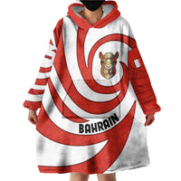 Bahrain Tribal Camel Wearable Blanket Hoodie with Red Mosaic Swirl and Heritage Slogan