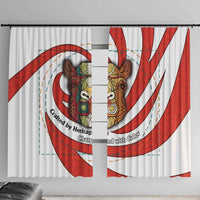 Bahrain Tribal Camel Window Curtain with Red Mosaic Swirl and Heritage Slogan
