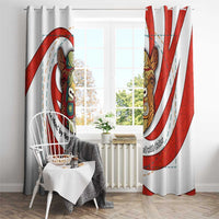 Bahrain Tribal Camel Window Curtain with Red Mosaic Swirl and Heritage Slogan