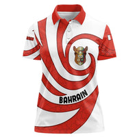Bahrain Tribal Camel Women Polo Shirt with Red Mosaic Swirl and Heritage Slogan