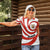 Bahrain Tribal Camel Women Polo Shirt with Red Mosaic Swirl and Heritage Slogan