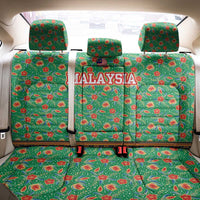 Traditional Malaysian Batik Floral Back Car Seat Cover with Green Tulip and Red Blossom Pattern