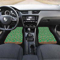 Traditional Malaysian Batik Floral Car Mats with Green Tulip and Red Blossom Pattern