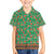 Traditional Malaysian Batik Floral Family Matching Summer Maxi Dress and Hawaiian Shirt with Green Tulip and Red Blossom Pattern