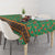 Traditional Malaysian Batik Floral Tablecloth with Green Tulip and Red Blossom Pattern