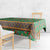 Traditional Malaysian Batik Floral Tablecloth with Green Tulip and Red Blossom Pattern