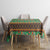 Traditional Malaysian Batik Floral Tablecloth with Green Tulip and Red Blossom Pattern