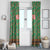 Traditional Malaysian Batik Floral Window Curtain with Green Tulip and Red Blossom Pattern