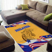 Malaysian Tiger and National Flag Area Rug with Royal Gold and Blue Design