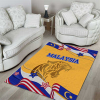 Malaysian Tiger and National Flag Area Rug with Royal Gold and Blue Design